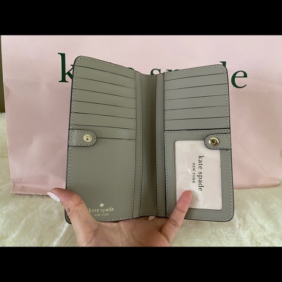 NWT!Kate Spade Staci Saffiano Leather Large Slim Bifold Black - Picture 4 of 6